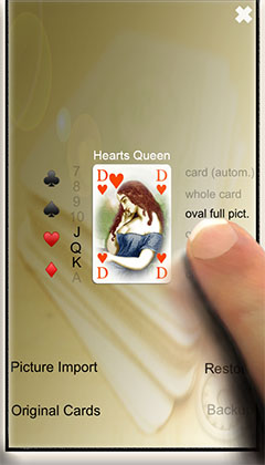 full oval picture inserted in playing card